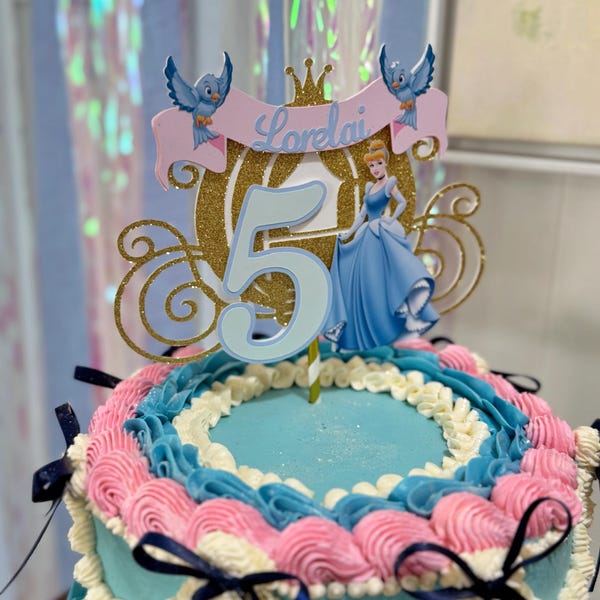 Cinderella Gold Glitter Carriage Cake Topper - Princess Party ...