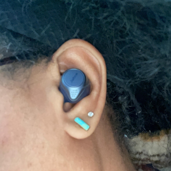 Rhodium Plated Nano Turquoise Bar Earrings main image 1