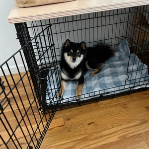 Stylish Bamboo Dog Crate Topper, Multiple Finishes Stores Easily, Pet ... - Pet Calming Crate Toppers