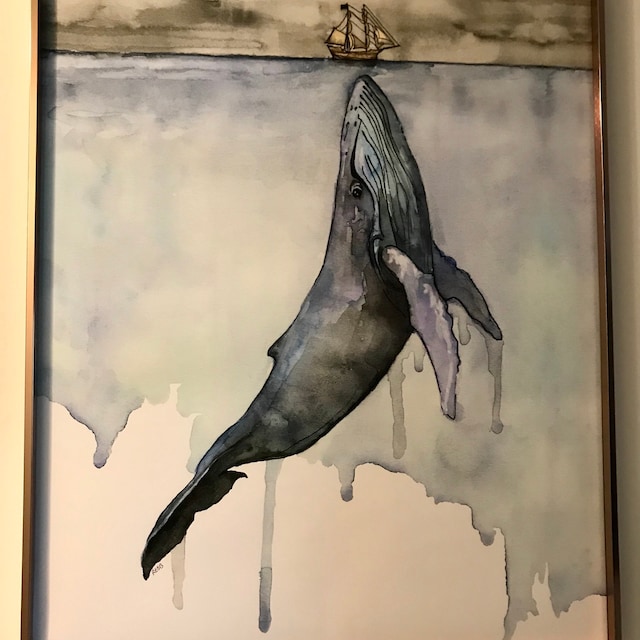 star  whale  ハンドメイドパステル画　絵画アート原画 star whale ハンドメイドパステル画 絵画アート原画