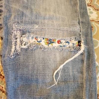 White Paisley Wonder Fabric Peek a Boo Patches, IRON ON Denim Backed ...