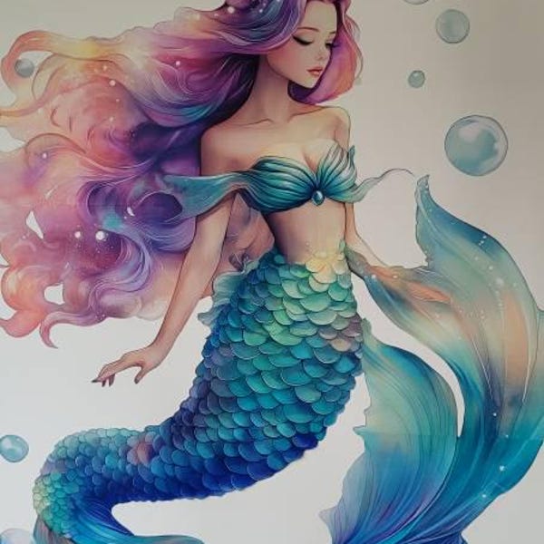 Mermaid Wall Decal | Fantasy Underwater Decor | Ocean Theme Sticker ...