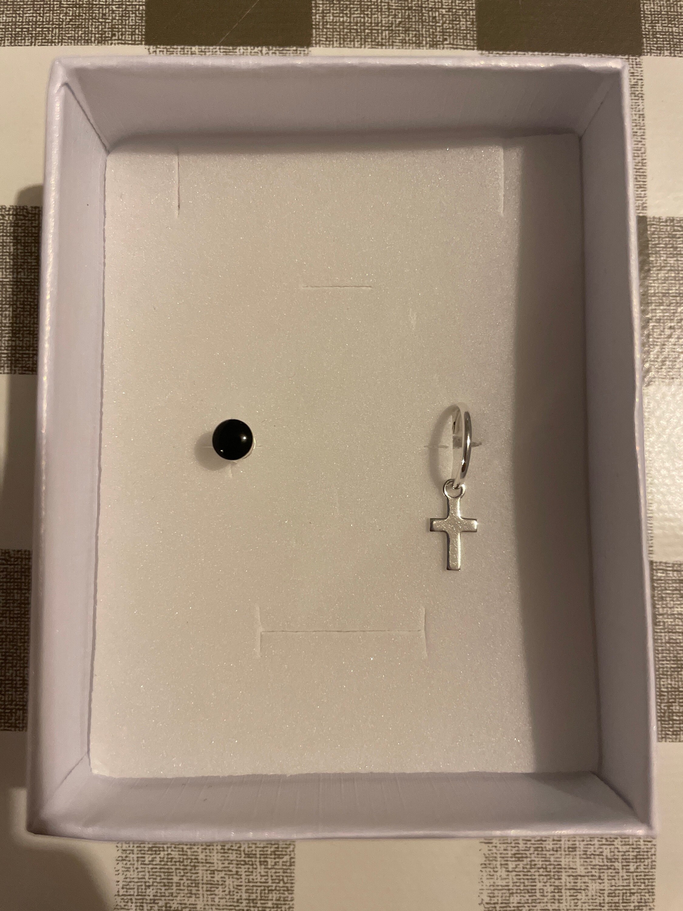 Silver Sterling Hoop Cross · Silver 925 Men Hoops with Cross · Men Earring · Gift for him · Silver Hoop Earrings · dangling earring