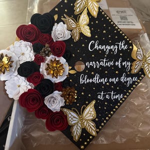 Graduation Cap, Pink Flower Grad Cap, Grad Cap Topper, Pink & White Cap ...