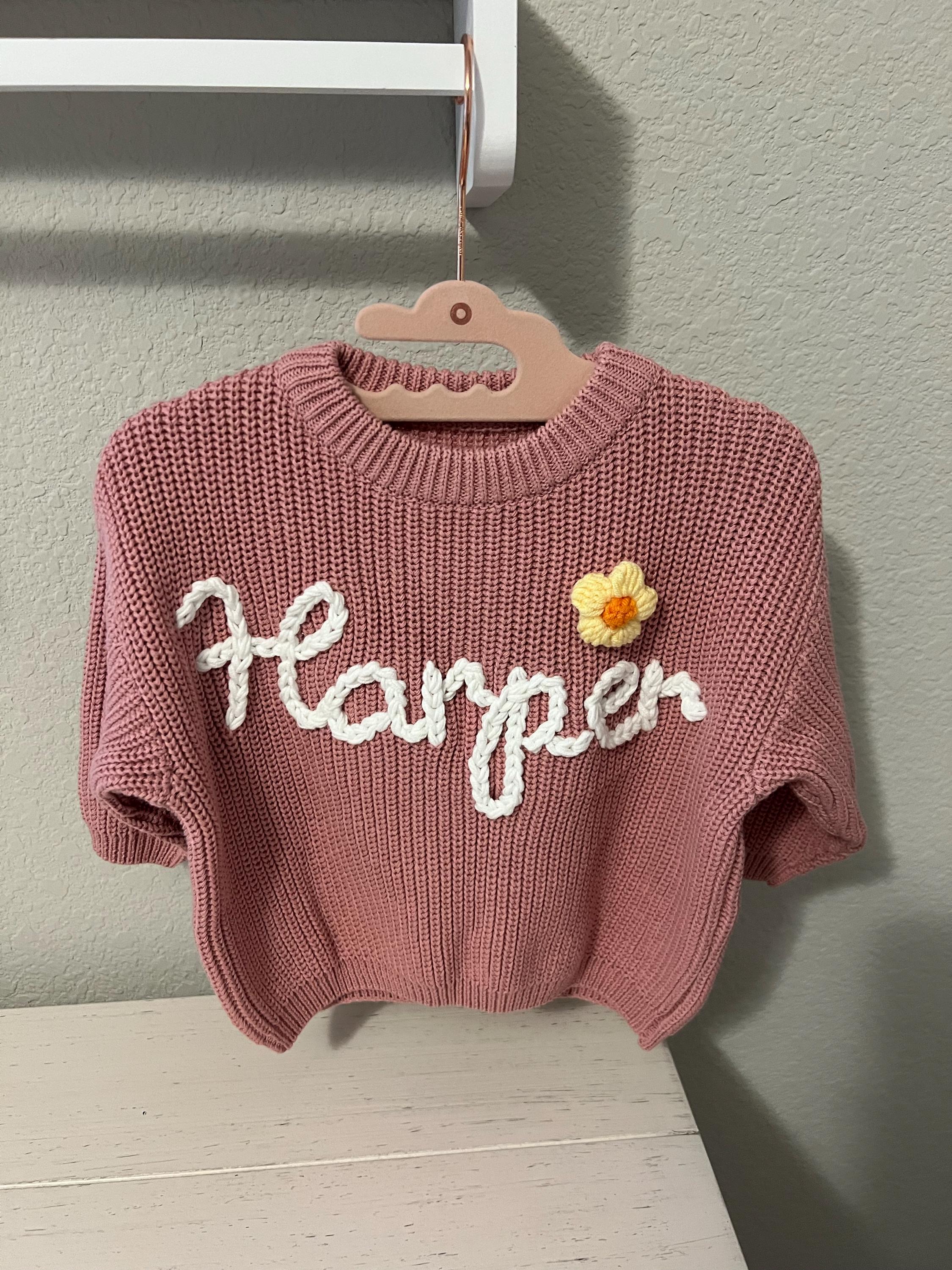 Custom Name Baby Sweater,Personalized Hand Embroidered Baby Sweater,Cute Baby Girls Sweater With Name,Baby Shower Gift,Christmas Gift Baby