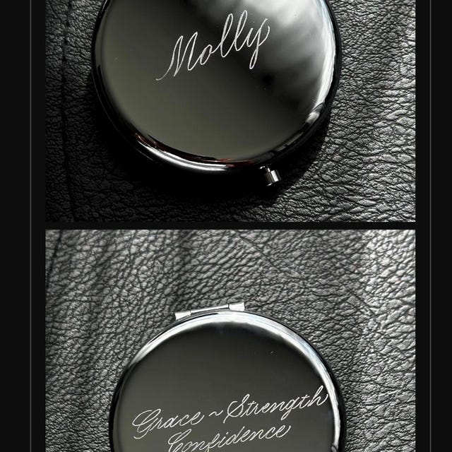 Calligraphy Engraved Compact Mirror | Personalized Gifts | Bridesmaids | Bachelorette | Place Cards | Mother's Day