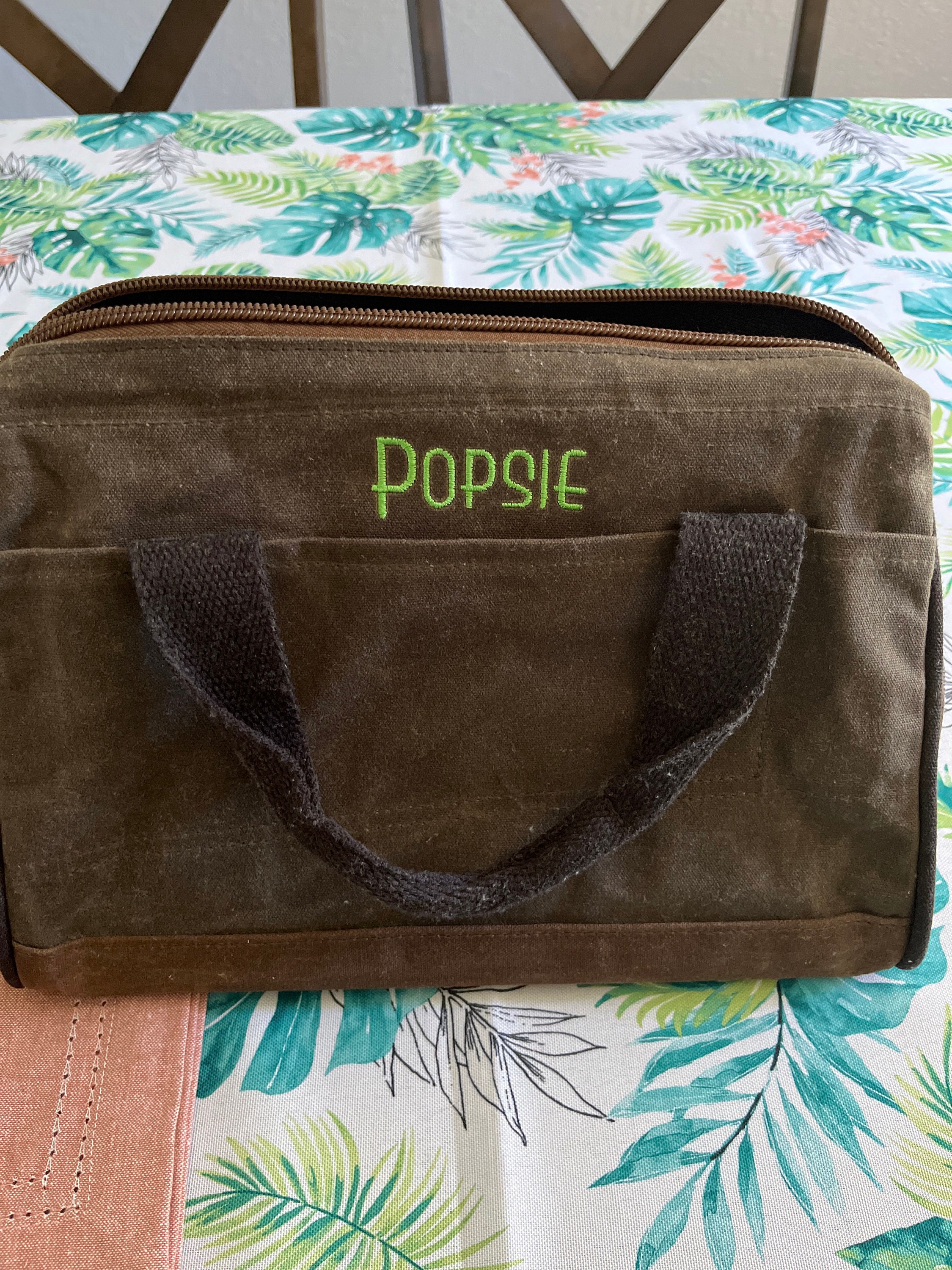 Personalized Embroidered Olive Waxed Canvas Tool Bag, Birthday Gifts, Gifts for Him