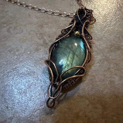 Labradorite Copper Pendant Copper Wire Wrapped Gemstone Pendant ...