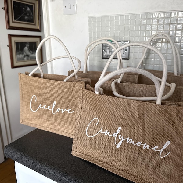 Personalized Burlap Bags/ Custom Name Jute Bag/ Monogram Beach Tote Bag ...