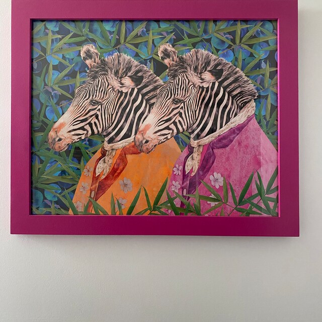 Fabulous Art アニマル・マスターズ Twin Zebras - Colorful Maximalist Art Print - Large Funky
