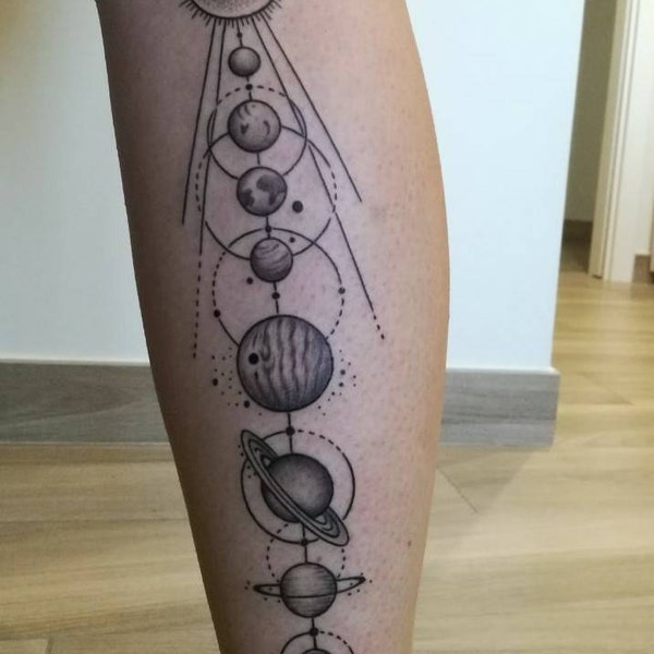 Geometric Solar System Tattoo Design and Stencil - Instant Digital ...
