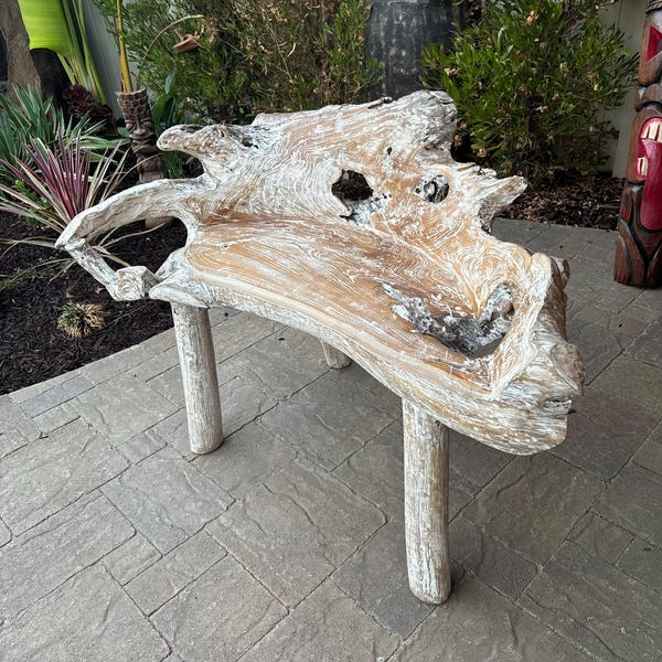 Large Round Teak Root Coffee Table Live Edge Teak Driftwood Accent ...