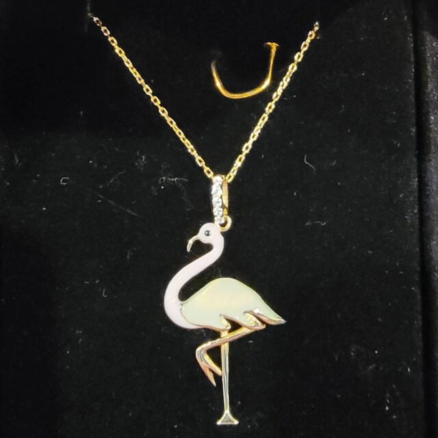 SENFAI Flamingo Rhinestone Necklace - 18 Inch Bird Pendant In Gold, Rose Gold & Silver