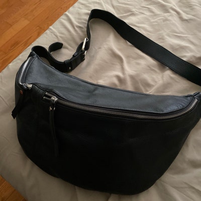 Black Crossbody Bag for Women in Genuine Leather Large - Etsy