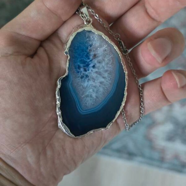 Blue Turquoise Necklace w/Soldered Turq Pendant