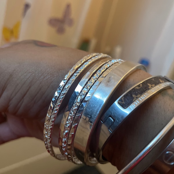 Stacking Bangles Stacking Bangles (set of 5): Handmade, Hammered Sterling Silver - Etsy