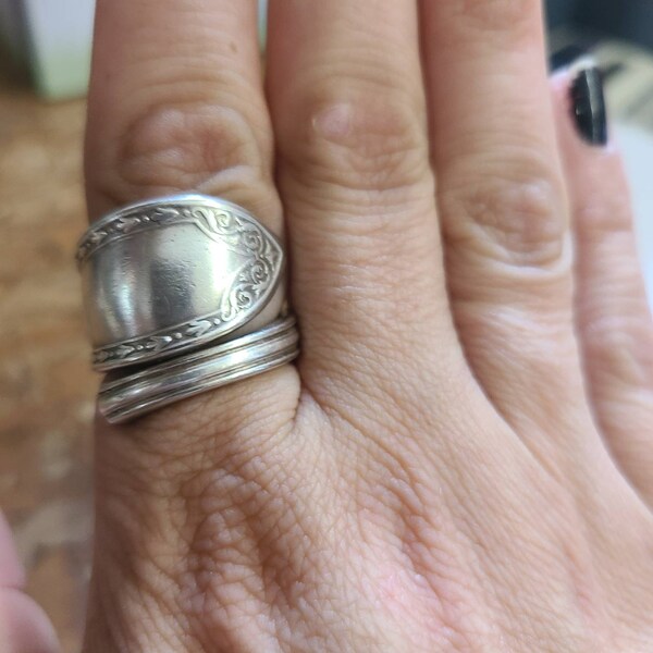 Silver Spoon Ring, Ornate Spoon Ring, Vintage Spoon Ring, Gift for Mom ...