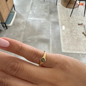 Custom Oval Signet Ring - Dainty Engraved Initial Ring - Personalized Gold Pinky Ring - Christmas Gift - Personalized Mini Ring - Mom Gifts