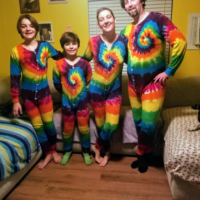 Tie Dye Union Suit Adult Onesie Unisex Sizes Small Through 2XL