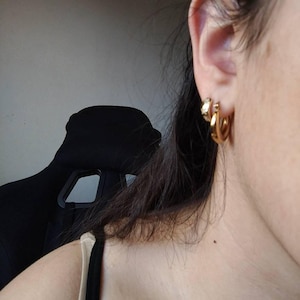 18K Gold Filled CZ Flower Earrings,Huggie Hoop Earrings,Hoop Earrings,Hypoallergenic Huggie Hoop,Gift for Her