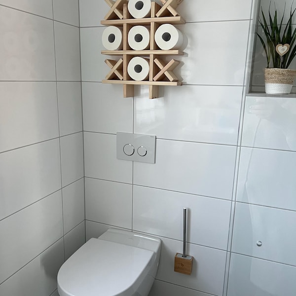 Wood Tic Tac Toe Toilet Paper Holder: Floating Bathroom Shelf - Etsy