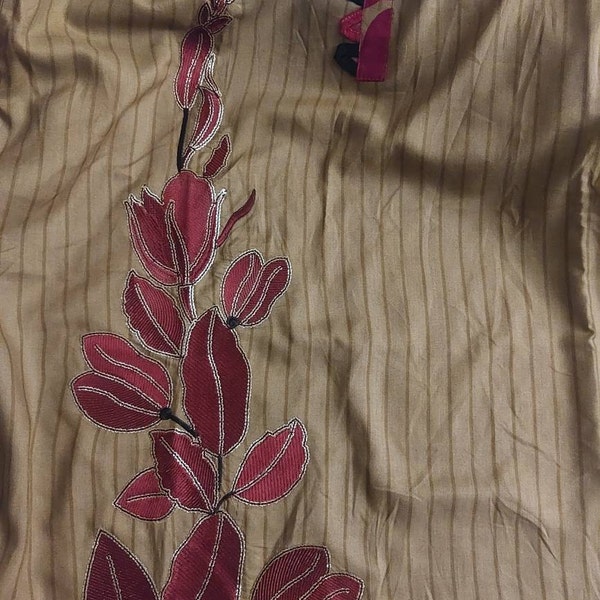 Schiffli Embroidered Cotton Suit – 3D Floral Shirt with Farshi Shalwar & Organza Dupatta main image 0