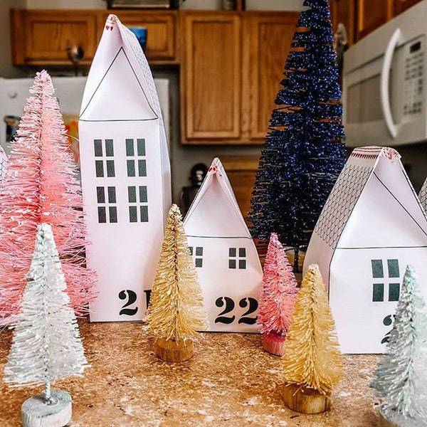 Printable diy advent calendar houses etsy uk