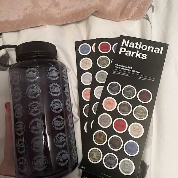 National Park Sticker Bottle With Stickers Nalgene, Checklist Bottle ...