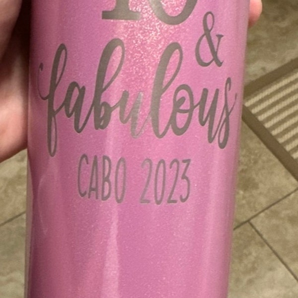 40 & Fabulous Birthday Tumbler With Straw, Personalized Stainless Steel ...