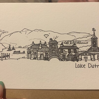Lake District Skyline Greetings Card - Etsy