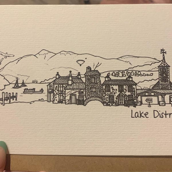 Lake District Skyline Greetings Card - Etsy