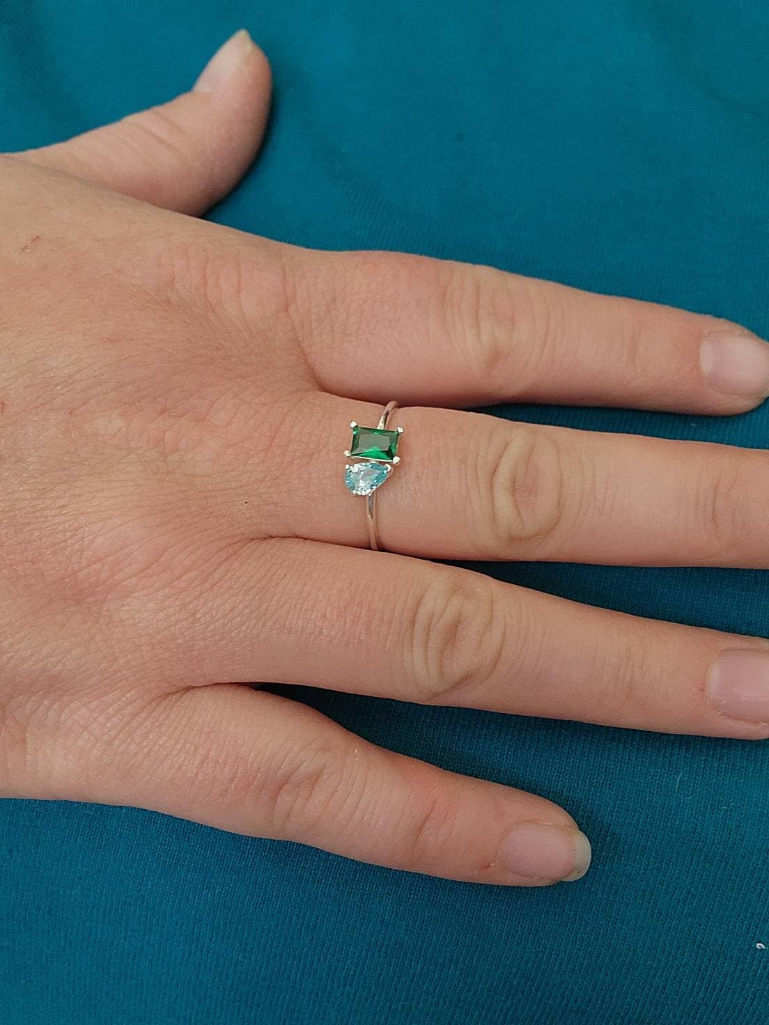 Emerald & Pear Cut Birthstone Ring by Caitlyn Minimalist • Custom Toi et Moi Gemstone Ring • Vintage Jewelry • Perfect Couples Gift • RM124