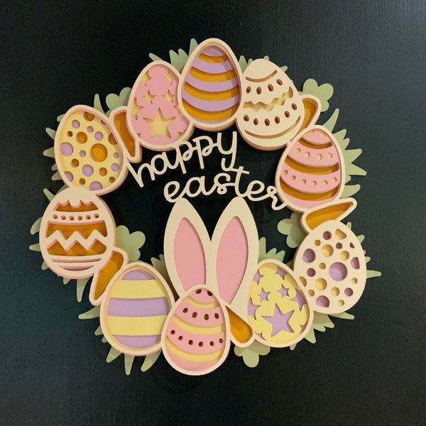 3D Happy Easter Wreath- Mandala Layered Digital Cut File - Etsy