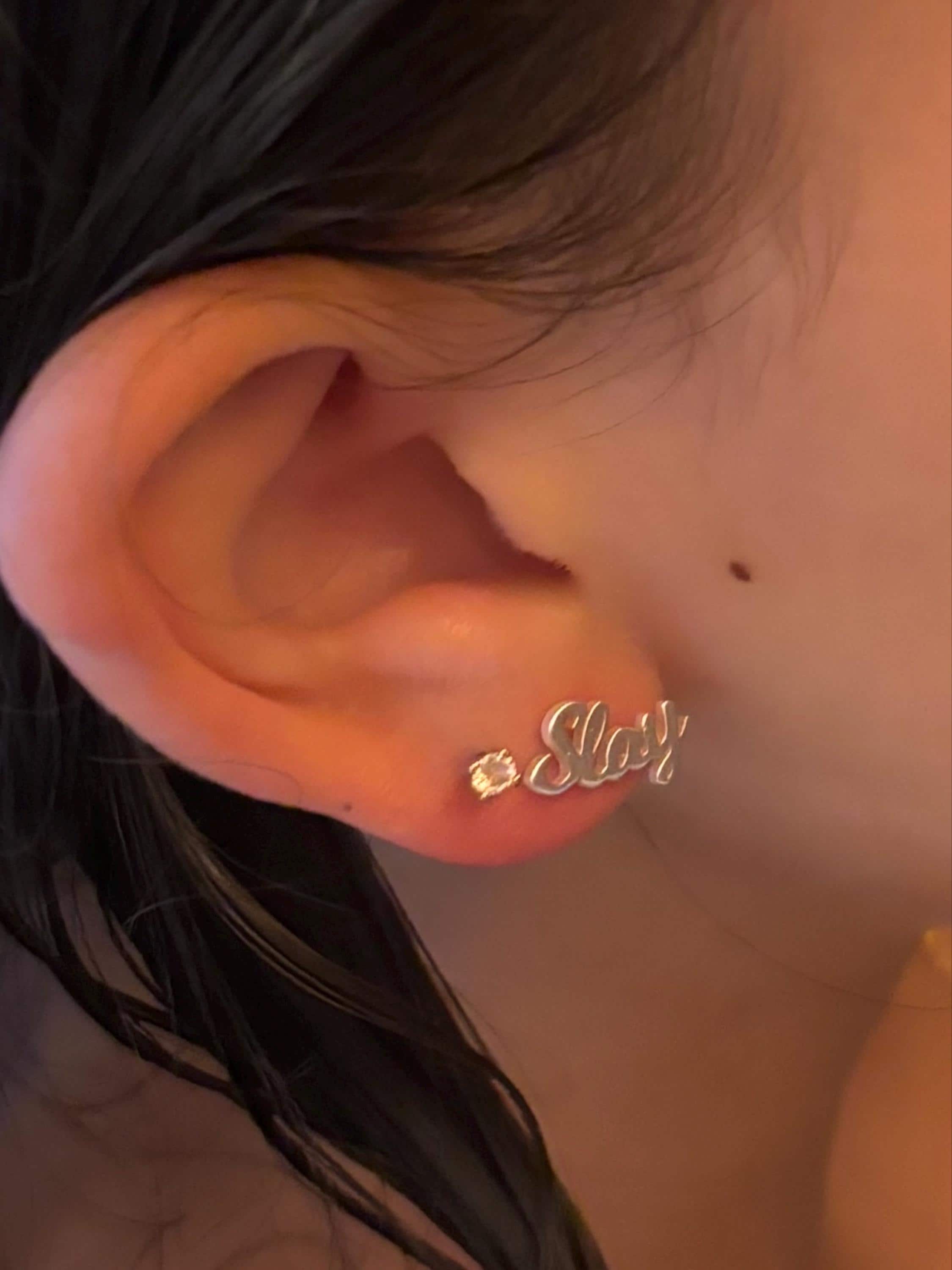14K Name Earring, Personalized earrings, Stud Earring, 14K Gold Studs, Personalized Gifts, Women Jewelry, Personalized Gifts for Her