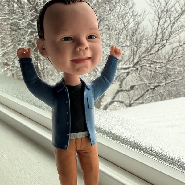 Baby On Bed Bobblehead - Custom Infant Gift Figurine Doll