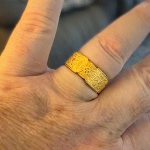 マルタ十字リング スターリングシルバーリング、幅広バンド テンプル