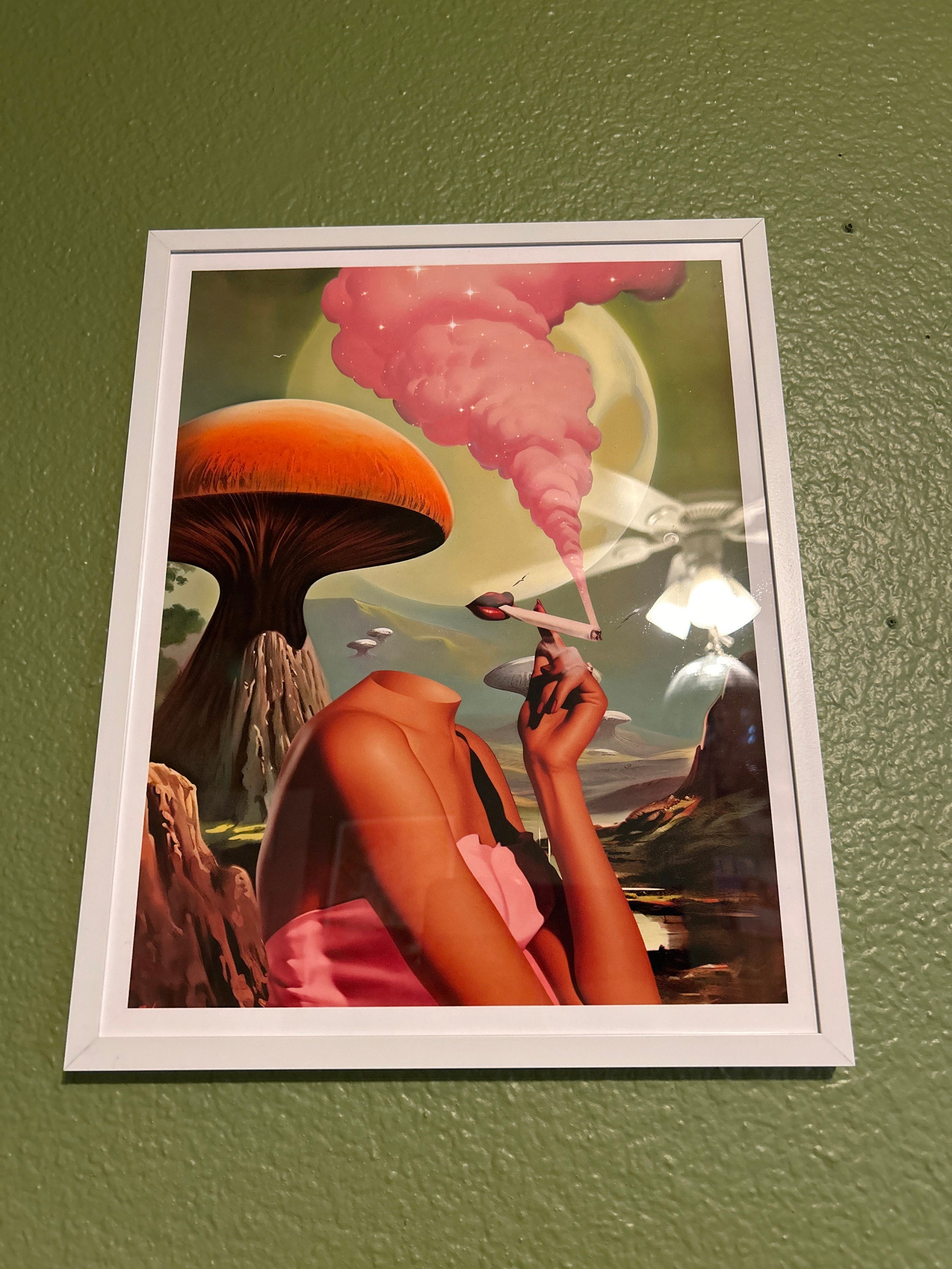 Egoless (Retro Surreal Art, Mushroom Art, Cannabis Poster, Vintage Wall Print, Trippy Wall Art)