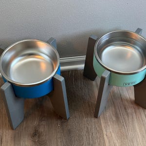 Yeti Mid Century Style Raised Dog Bowl Stand || Elevated Pet Bowl Feeder || Engraving Optional - Fits RTIC & Hydrapeak