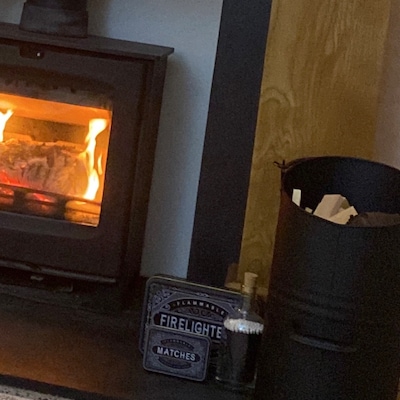 TINIT Firelighter Tin - Storage Accessory Metal Tin Natural Woodburner Fire Stove Fireplace Fireside Mens Gift Present BBQ (Cream