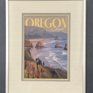 Oregon Coast Print, Oregon Coast Vintage Style Travel Poster - Etsy