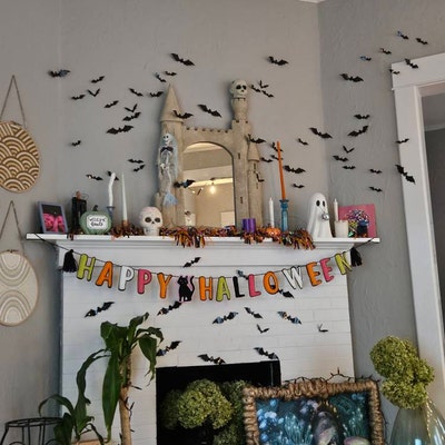 120pcs Bats Decor, Halloween Decorations, Black 3D Bats Waterproof ...