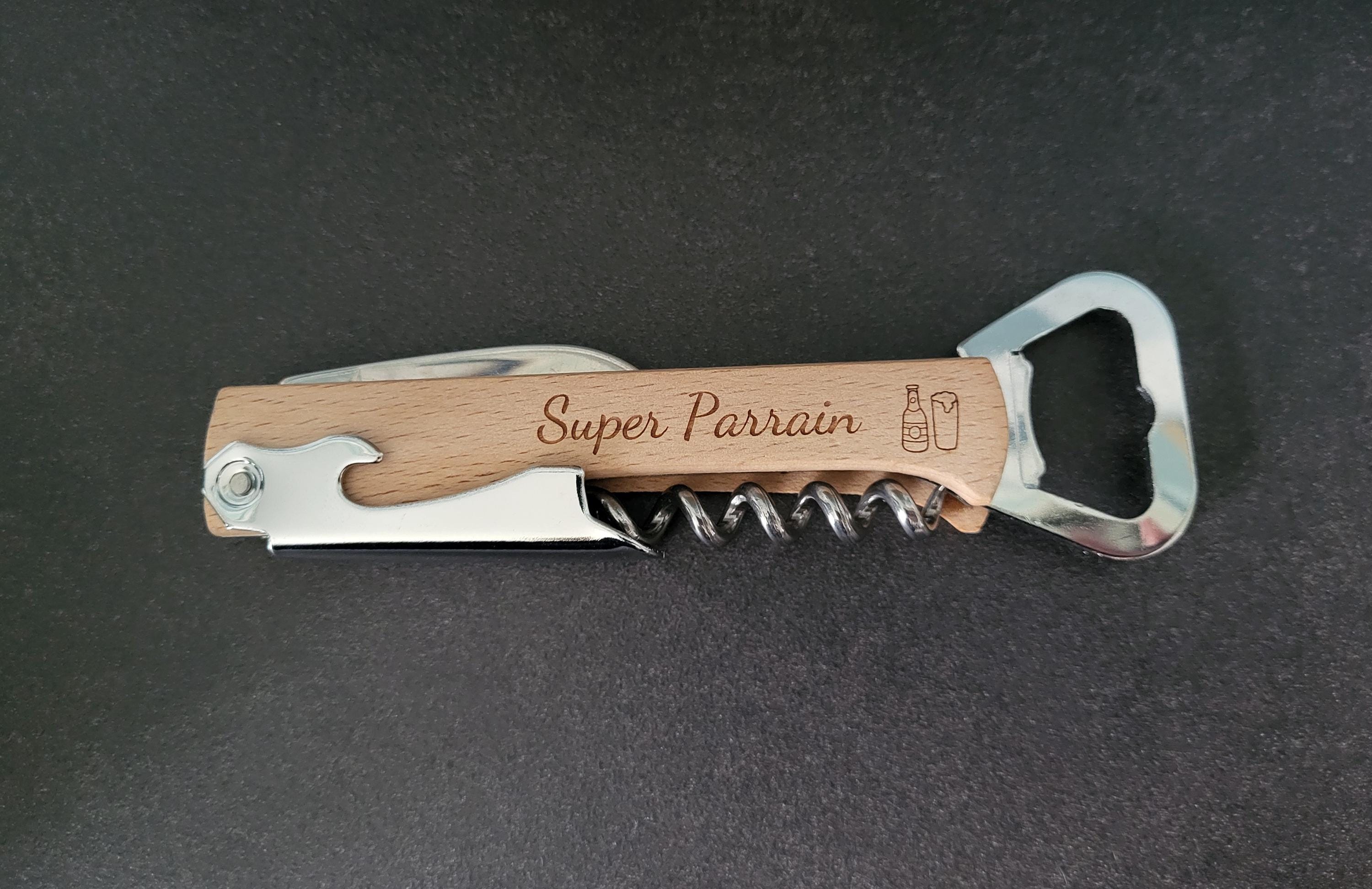 Personalized lemonade maker / Bottle opener knife Corkscrew / Father&#39;s Day gift godfather godmother / Witnesses Birthday Christmas Wedding