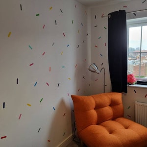 Supzone 128Pcs Colorful Sprinkles Decals Confetti Wall Stickers Mini Bar Matte Finish Vinyl Art Sticker For Kids Nursery Playroom Teen Girl's Bedroom Dorm Home Decoration