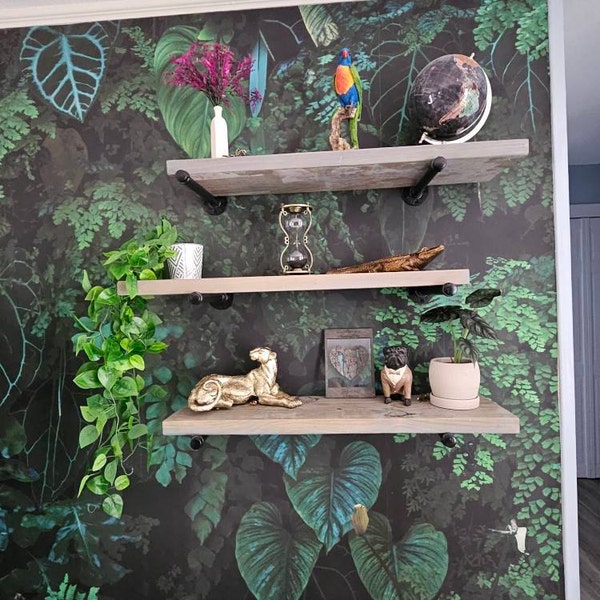 Tropical Leaf Wall Mural, Dark Jungle Peel and Stick Wallpaper - Etsy