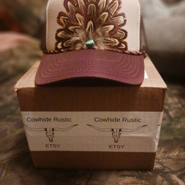 New! Feather Trucker Cap / BROWN main image 0