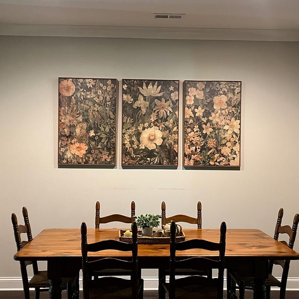 Framed Canvas Wall Art Prints Set of 3 Wildflower Botanical Floral Wall ...