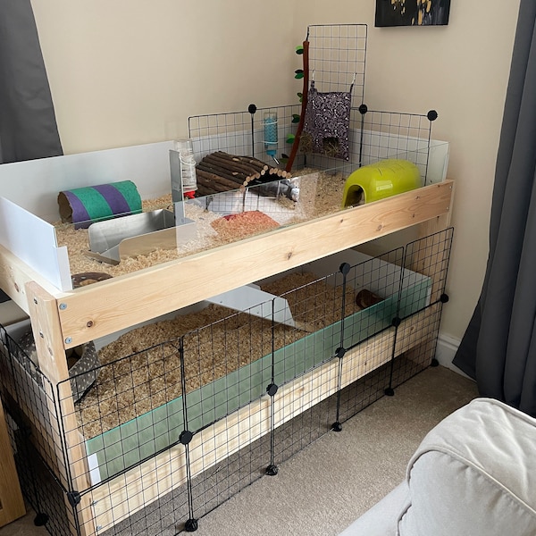 View of Large Indoor Guinea Pig Cage / Enclosure With Storage Shelf 148x74x94cm ...