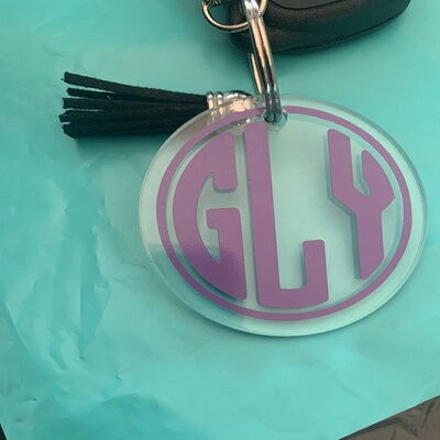 Monogrammed Keychain With Tassel, Tassel Monogram Keychain ...