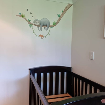 Sleepy Sloth Fabric Wall Decals - Cute Watercolor Removable Stickers For Kids' Room, Nursery, Or Playroom Decor - View #3