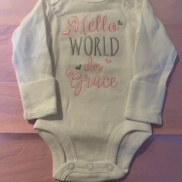 Baby Girl Coming Home Outfit Baby Girl Clothes Hello World Bodysuit ...